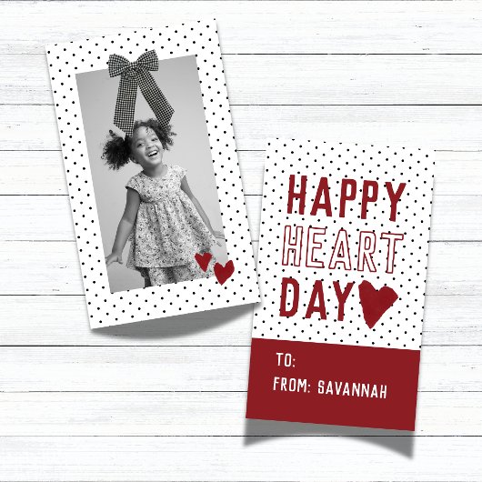 Heart Day Polka Dot Valentines Classroom Card Mitteilungskarte