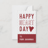 Heart Day Polka Dot Valentines Classroom Card Mitteilungskarte (Vorderseite)