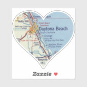 Heart Daytona Beach Map Aufkleber (Blatt)