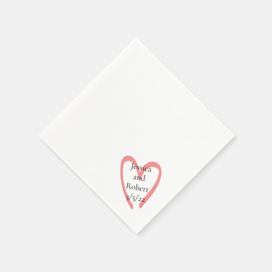Heart Design Hochzeitszettel Serviette (Ecke)