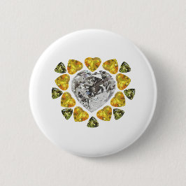 Heart Diamond Gemstone Art Button