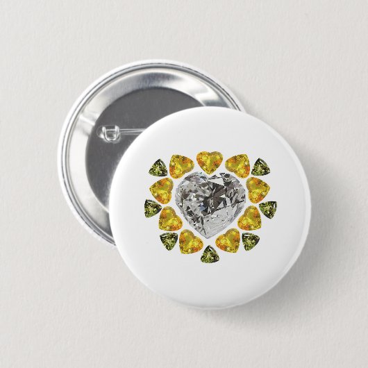 Heart Diamond Gemstone Art Button (Vorne & Hinten)
