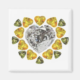 Heart Diamond Gemstone Art Magnet