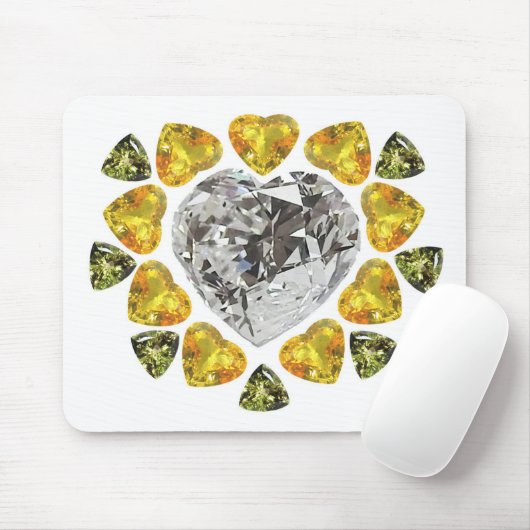 Heart Diamond Gemstone Art Mousepad (Mit Mouse)