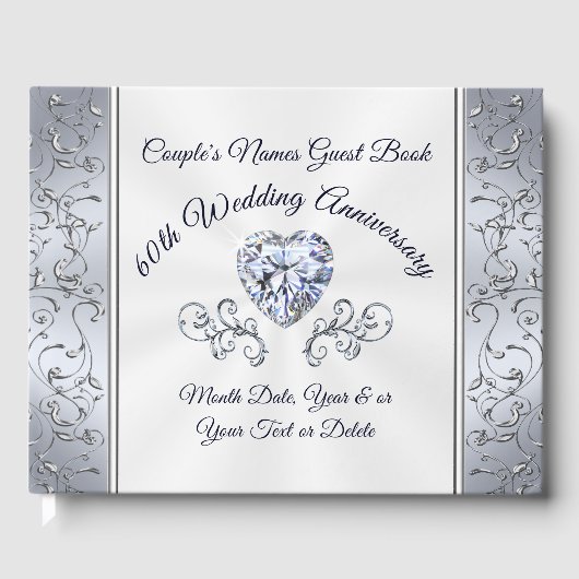 Heart Diamond Wedding Anniversary Gästebuch (Vorderseite)