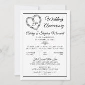 Heart Diamonds 25. Hochzeitstag Party Einladung (Vorderseite)