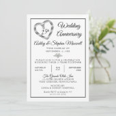 Heart Diamonds 25. Hochzeitstag Party Einladung (Stehend Vorderseite)