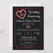 Heart Diamonds 40th Wedding Anniversary Party Einladung (Vorderseite)