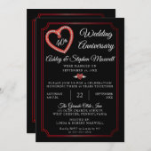 Heart Diamonds 40th Wedding Anniversary Party Einladung (Vorne/Hinten)