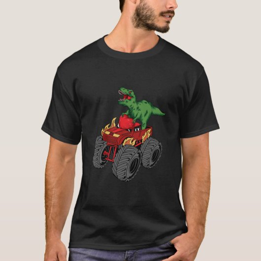 Heart Dino Valentine's Day Monster Truck Date Coup T-Shirt (Vorderseite)