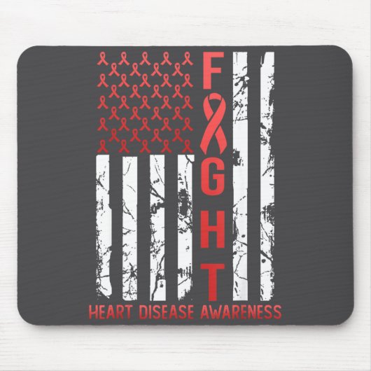 Heart Disease Awareness February Usa Flag Ribbon R Mousepad (Vorne)