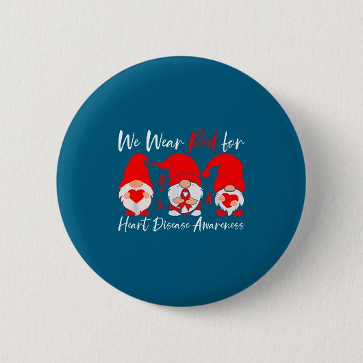 Heart Disease Awareness Gnome Button (Vorderseite)