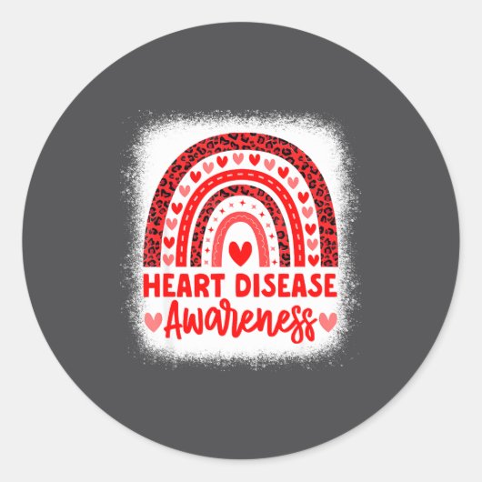Heart Disease Awareness Heart Month Rainbow Heart Runder Aufkleber (Vorderseite)
