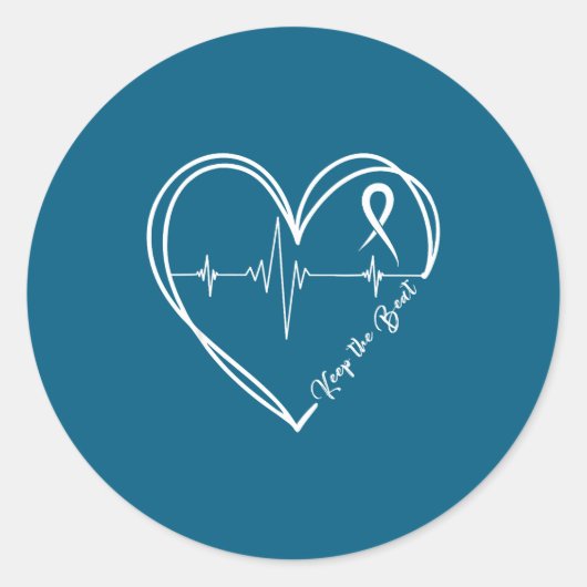 Heart Disease Awareness Heartbeat Chd Wear Red Hea Runder Aufkleber (Vorderseite)