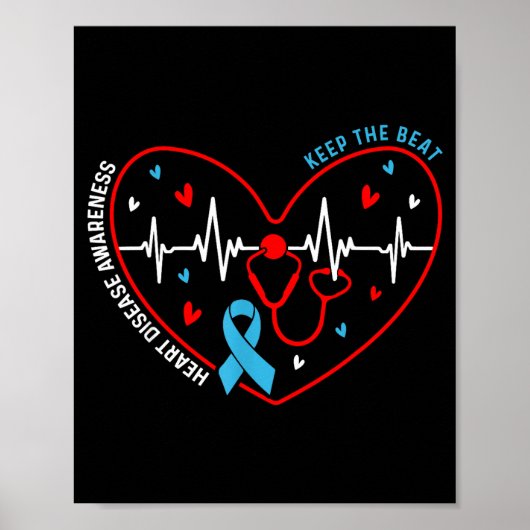 Heart Disease Awareness Heartbeat Survivor Warrior Poster (Vorne)