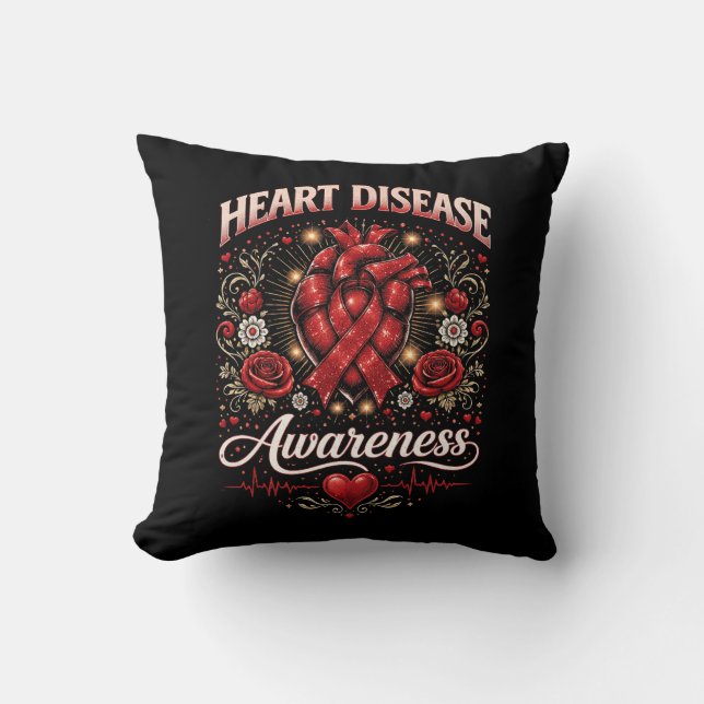 Heart Disease Awareness Kissen (Vorderseite)