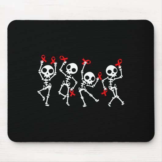 Heart Disease Awareness Month Skeleton Red Ribbon Mousepad (Vorne)