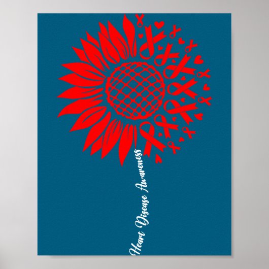 Heart Disease Awareness Month Sunflower For Women  Poster (Vorne)