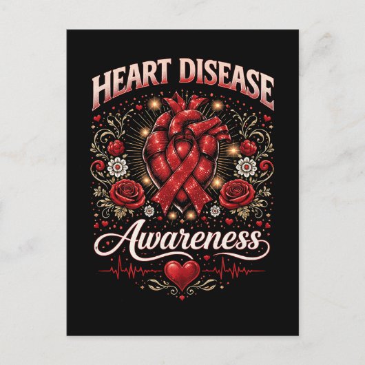 Heart Disease Awareness Postkarte (Vorderseite)