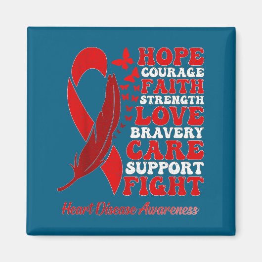 Heart Disease Awareness Red Butterflies Ribbon Sup Magnet (Vorne)