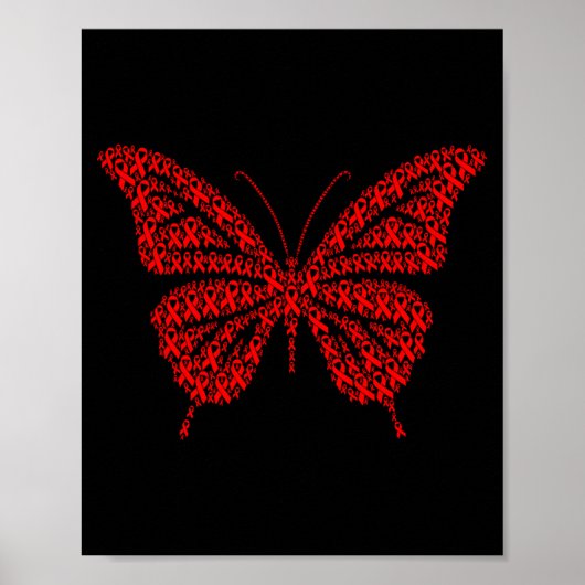 Heart Disease Awareness Red Ribbon &amp; Heart Hea Poster (Vorne)