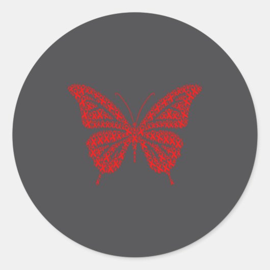 Heart Disease Awareness Red Ribbon &amp; Heart Hea Runder Aufkleber (Vorderseite)