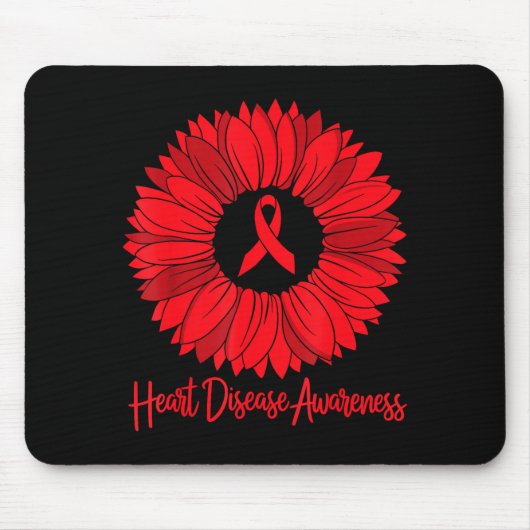 Heart Disease Awareness Sunflower Go Red Women Hea Mousepad (Vorne)