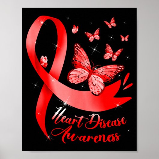 Heart Disease Warrior Red Ribbon Heart Disease Awa Poster (Vorne)