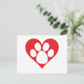 Heart Dog Paw Postkarte (Stehend Vorderseite)