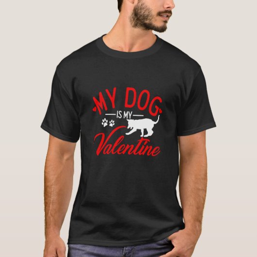 Heart Dog Valentine's Day Dog Mom Dad Date Single  T-Shirt (Vorderseite)
