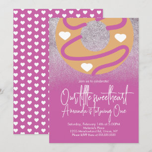 Heart Donuts Imitate Glitzer Valentinstag Einladung