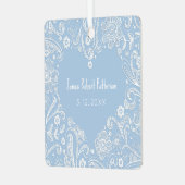 Heart Doodle Baby Boy Name Birthday Bible Verse Ornament Aus Metall (Vorderseite links)