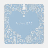 Heart Doodle Baby Boy Name Birthday Bible Verse Ornament Aus Metall (Rückseite)