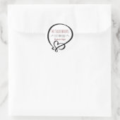 Heart Doodle, Just Married, Name des Ehepaares Runder Aufkleber (Tasche)