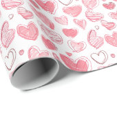 Heart Doodle Sketches On White Geschenkpapier (Rolleneckpunkt)