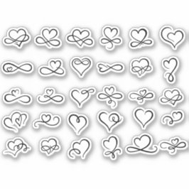 Heart Doodles ästhetisches Scrapbook Aufkleber für