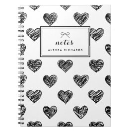 Heart Doodles Muster Personalisiertes Notebook Notizblock