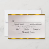 Heart, Doves & Ribbon - Black/Gold RSVP Karte (Rückseite)