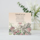 Heart Doves Rose Pink Romance Hochzeit Einladung (Stehend Vorderseite)