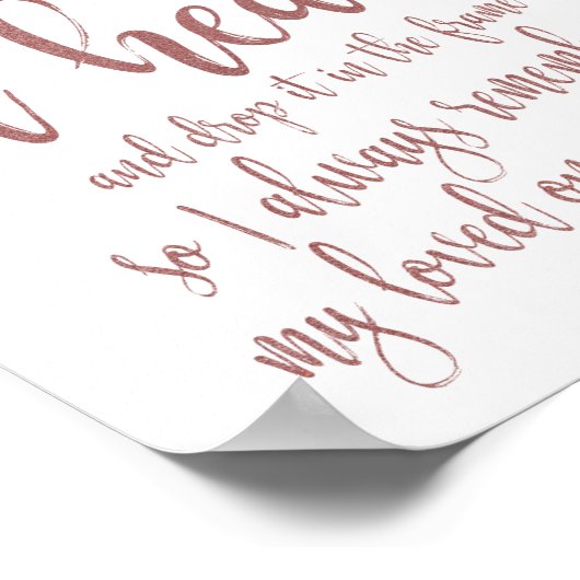 Heart Drop Gästebuch Rose Gold Glitzer 8x10 Zeiche (Ecke)