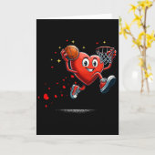 Heart Dunking Valentines Day Basketball Kids  Karte (Gelbe Blume)