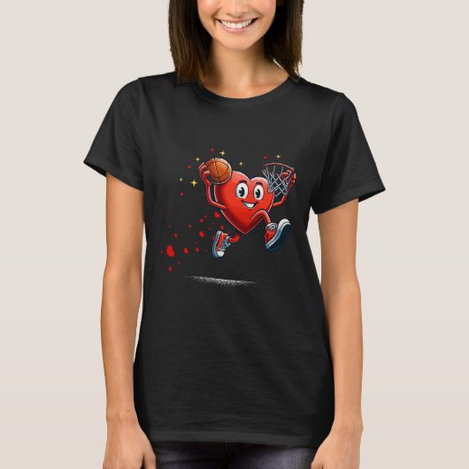 Heart Dunking Valentinstag Bysketll Kinder T-Shirt (Vorderseite)