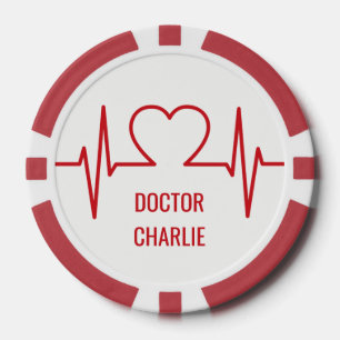 Heart EKG individuelle Name & Beruf Poker Chips