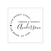 Heart & Elegante Script Neue Weds Rücksendeadresse Gummistempel (Prägung)