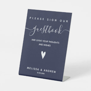 Heart & Elegante Script - Wedding Guestbook Signie Sockelschild