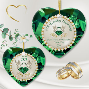 Heart Emerald, Geschenkideen zum 55. Jahrestag Keramik Ornament
