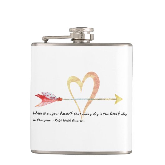 Heart Emerson Zitat Flachmann (Vorderseite)