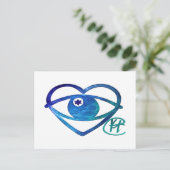 Heart Evil Eye Pop Art Postkarte (Stehend Vorderseite)