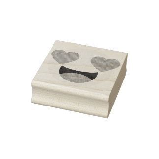 Heart Eyes Emoji Wood Art Briefmarke Gummistempel