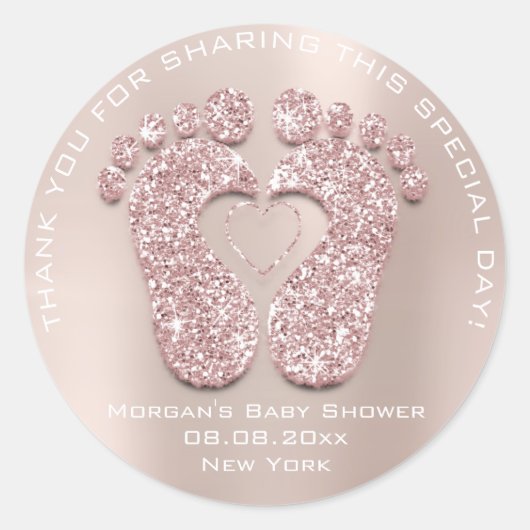 Heart Feet Baby Dusche Gefallen Geschenk Danke Pin Runder Aufkleber (Vorderseite)